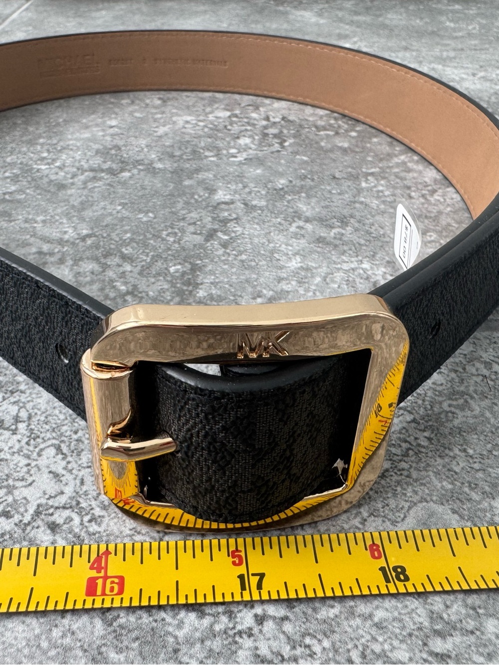 Michael Kors Black Textured Belt with Gold Buckle women small
